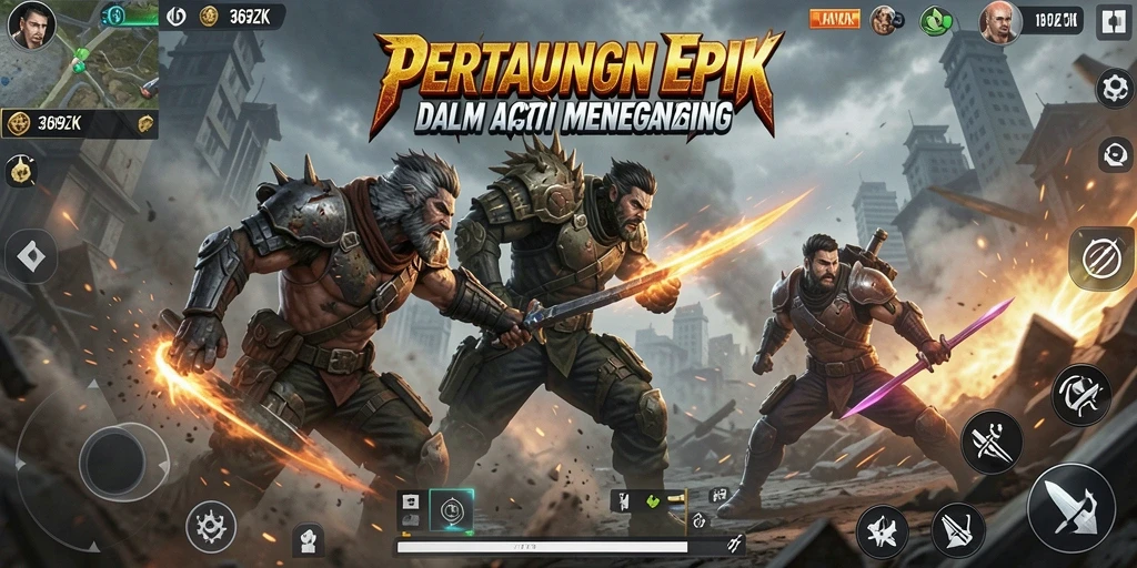Tampilan gameplay aksi dengan pertarungan epik di 369ZK.