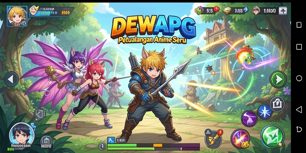 Screenshot gameplay DEWAPG menampilkan aksi seru karakter Anime.