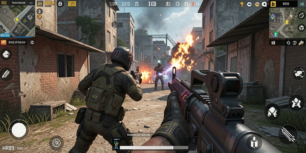 Screenshot menampilkan aksi seru gameplay HR89 dalam pertempuran TPS.