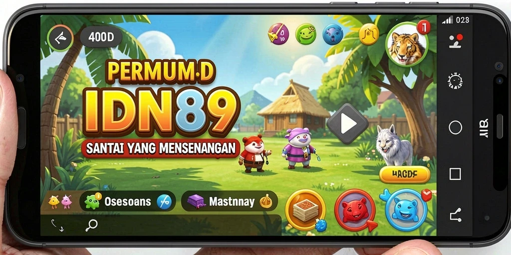 Tampilan gameplay <strong>IDN89</strong> yang ceria dan penuh warna.