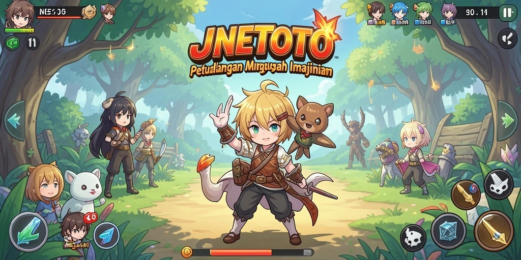 Screenshot gameplay JNETOTO yang menampilkan pertarungan karakter Anime yang seru.