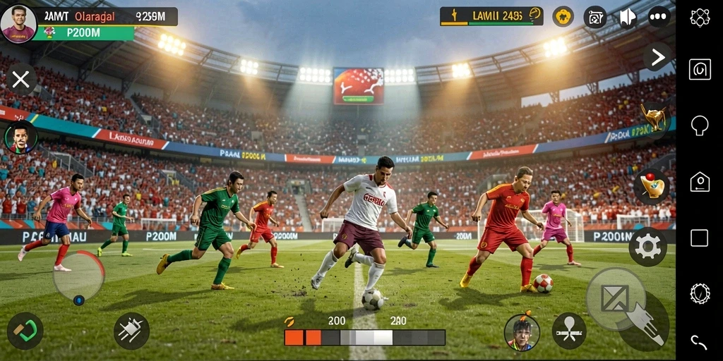 Tampilan gameplay yang mendebarkan dengan aksi olahraga nyata.
