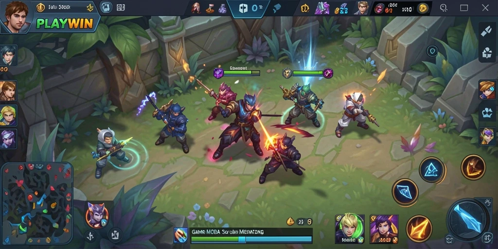 Screenshot menunjukkan gameplay seru dan karakter beragam dalam PLAYWIN.