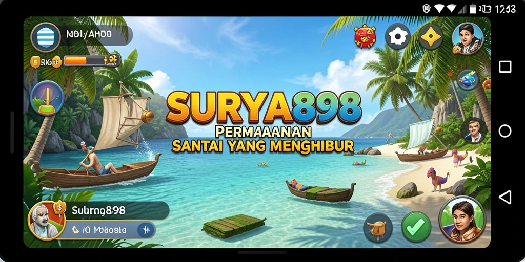 Screenshot menunjukkan gameplay SURYA898 yang penuh warna dan menyenangkan.