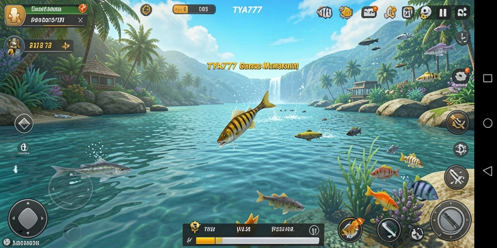 Gameplay TYA777 yang menggembirakan dengan suasana memancing yang seru.